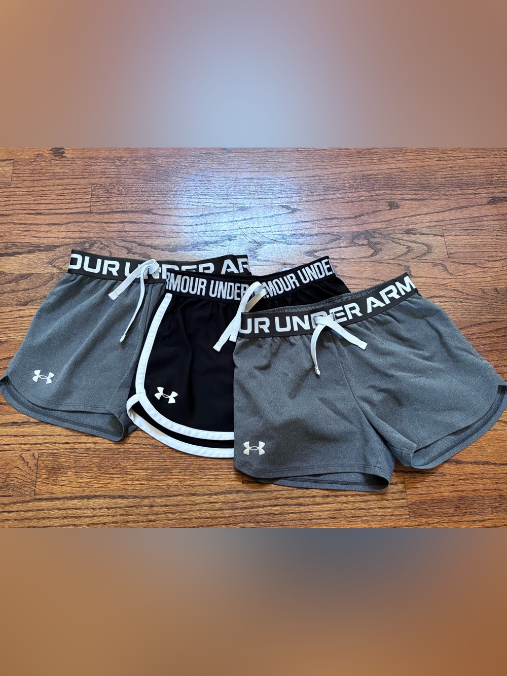 Under Armour kids Athletic Shorts — Gray & Black 3 pair!